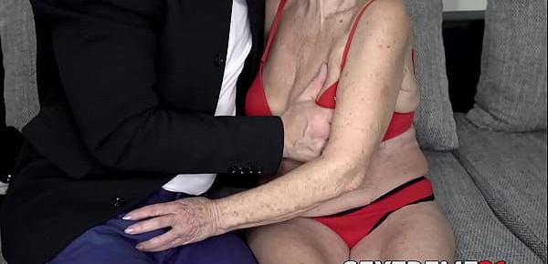  Lusty grandma fucked in pussy by hung younger guy